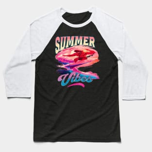 Summer Vibes, Hello Summer Vintage Funny Surfer Riding Surf Surfing Lover Gifts Baseball T-Shirt